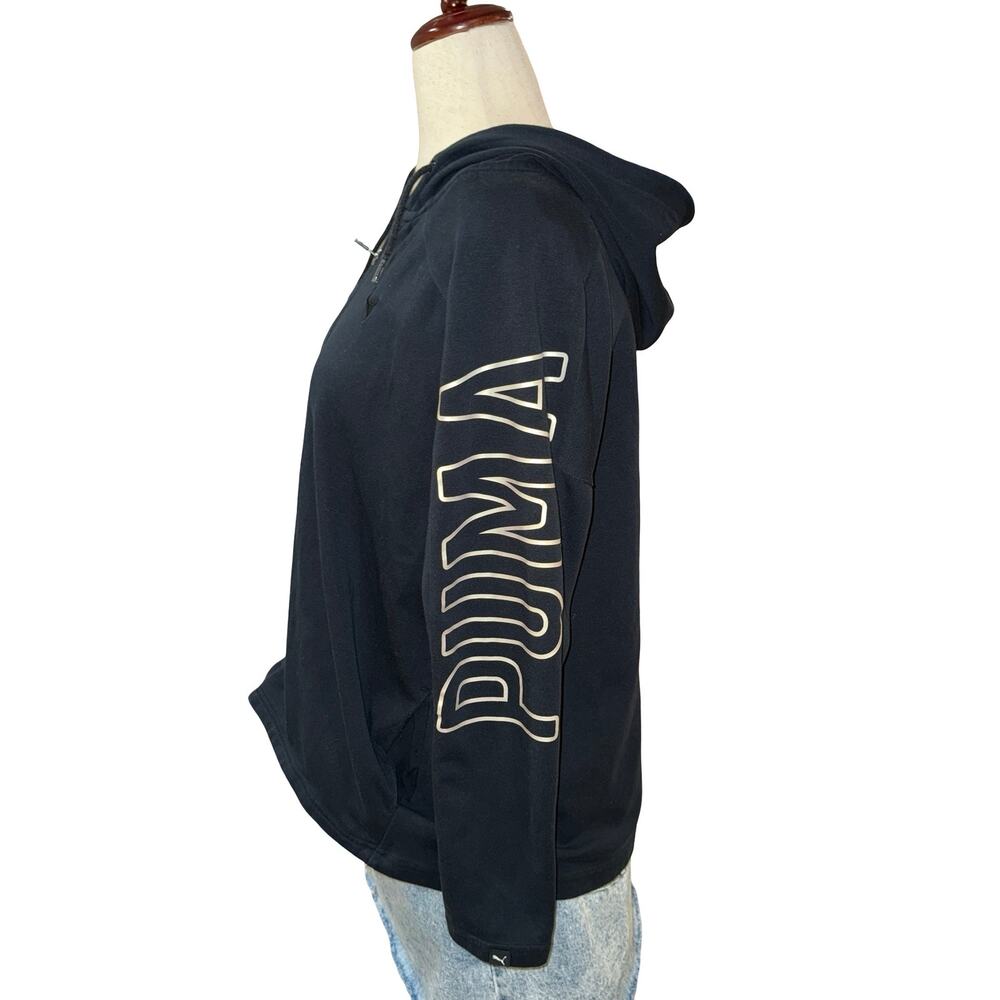 Puma‎ Black Oversized Boxy Hoodie Arm Logo Sweatshirt Medium